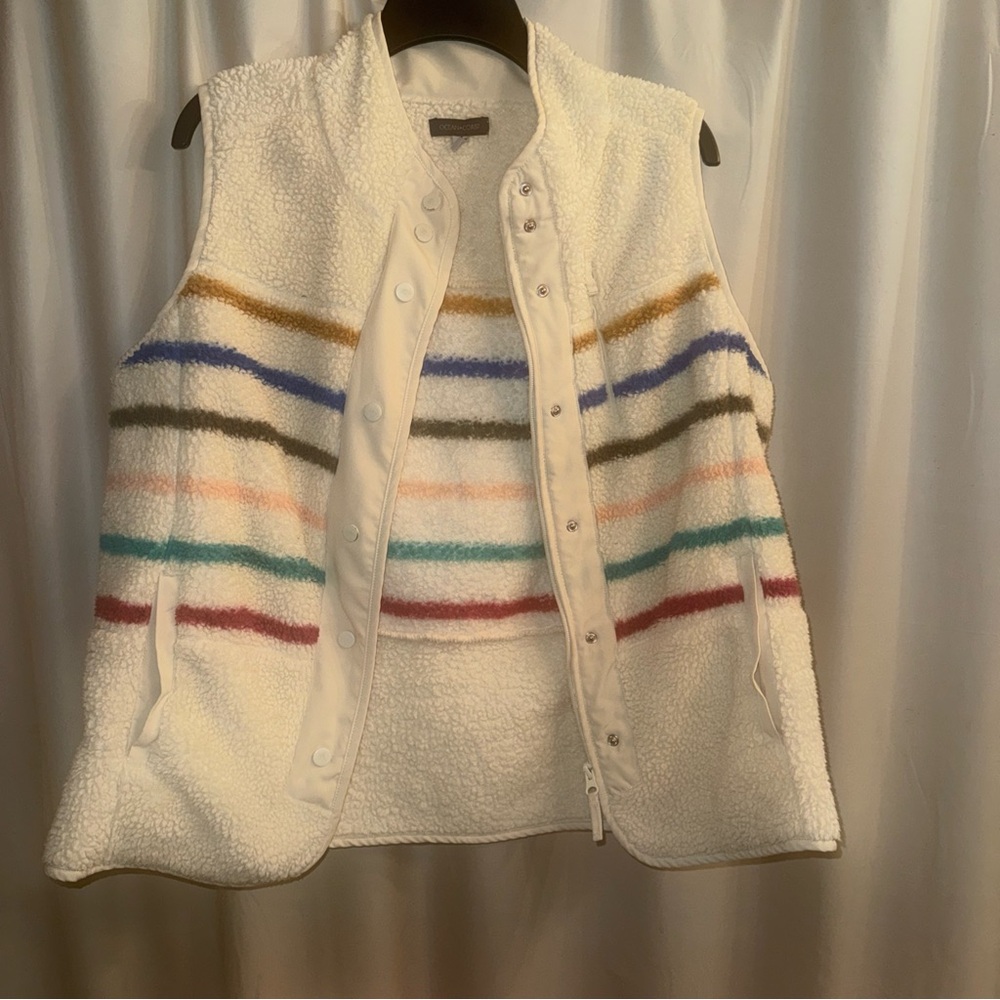 Ocean & Coast Striped Fleece Sherpa Vest womens L